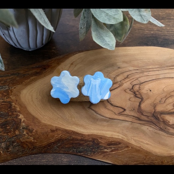 Hand Crafted Jewelry - Handmade Abstract Cloud Polymer Clay Stud Earrings